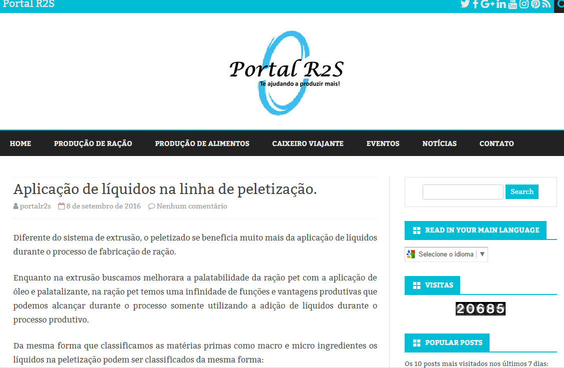 Aplicação de líquidos na linha de peletização. | Portal R2S