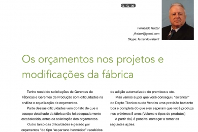 OS ORÇAMENTOS NOS PROJETOS E MODIFICAÇÕES DA FÁBRICA